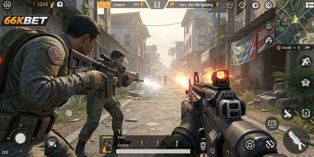 Tampilan gameplay seru dalam 66KBET dengan tim dan aksi menegangkan.