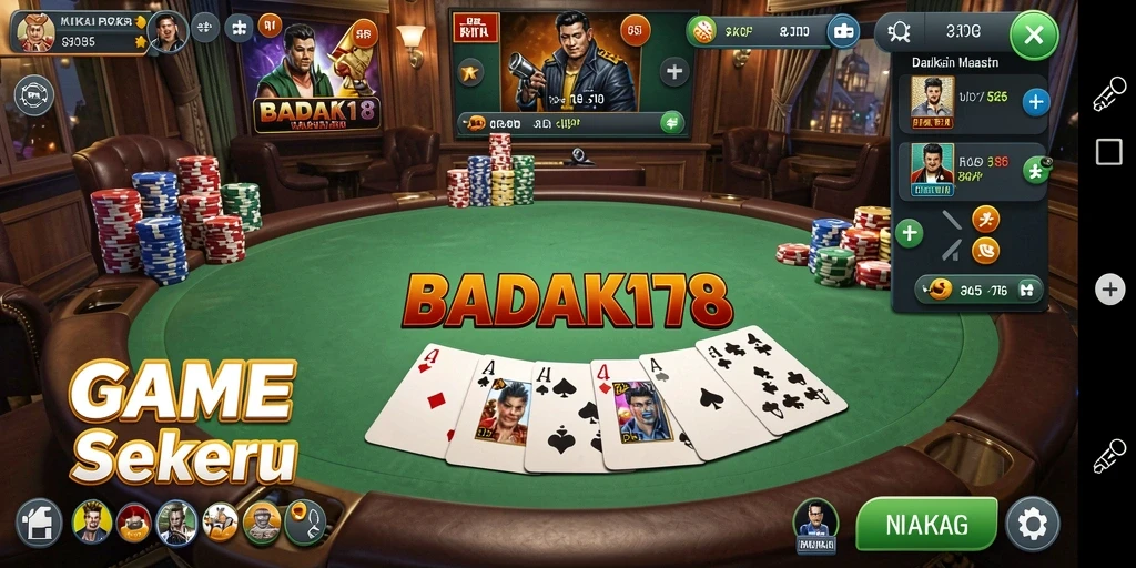 Tampilan menarik dari gameplay Poker di BADAK178.