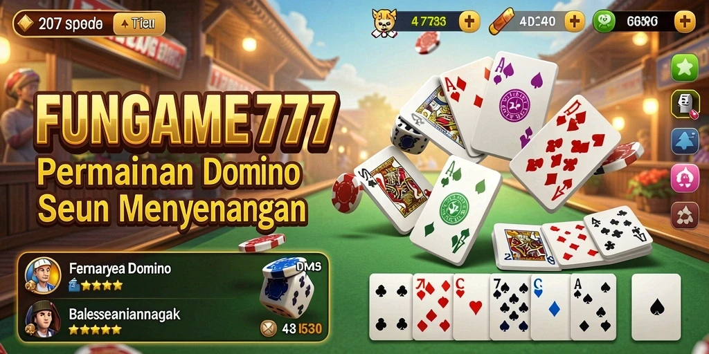 Tampilan seru dari gameplay FUNGAME777 dalam permainan Domino.