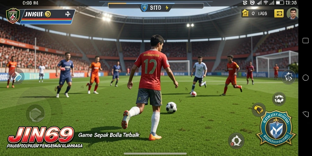 Tampilan gameplay seru dalam permainan sepak bola JIN69.