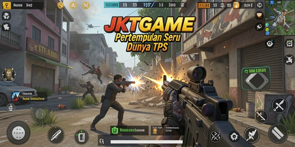 Screenshot JKTGAME menunjukkan aksi seru gameplay TPS.