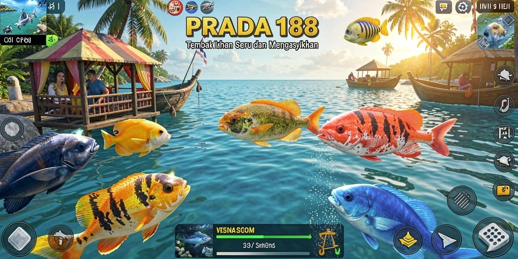 Tampilan gameplay PRADA188 menampilkan aksi menembak ikan yang seru dan mendebarkan.