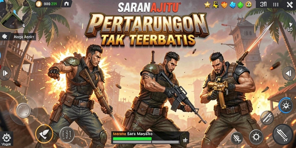 Gameplay mendebarkan di dalam arena Battle Royale.