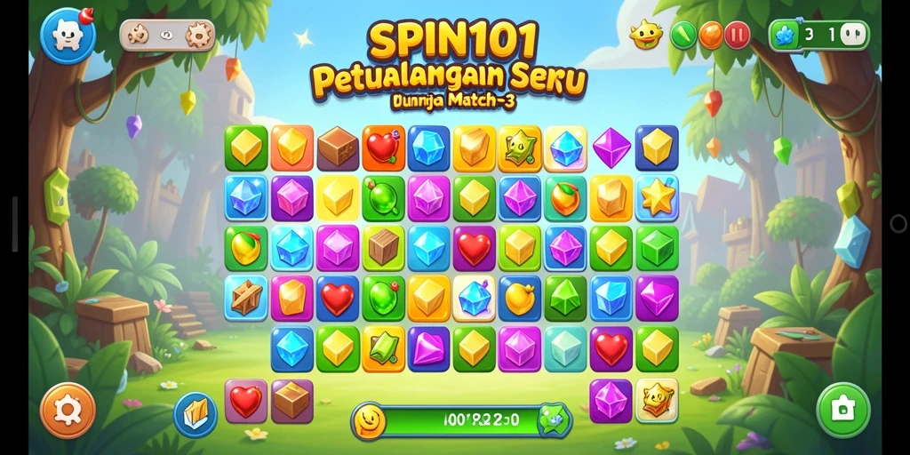 Gameplay seru dan penuh warna dari SPIN101 Match-3.
